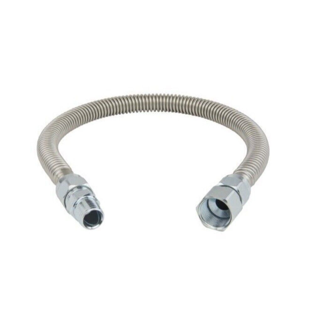 BrassCraft 24 in. Stainless Steel Gas Connector PS3056-24, 1/2 in. FIP/MIP